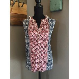 Lucky Brand Red and Blue Sleeveless Top